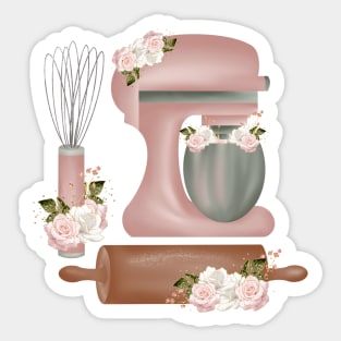 Pink Floral Baking Sticker